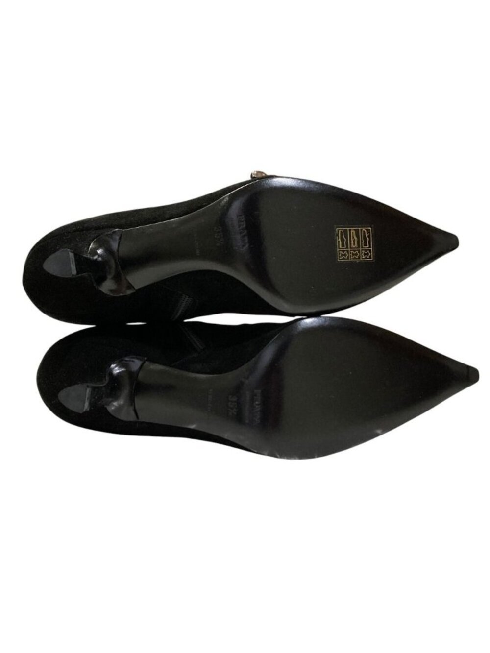 Prada Pointed Toe Suede Short Boots Black - Picture 11 of 14